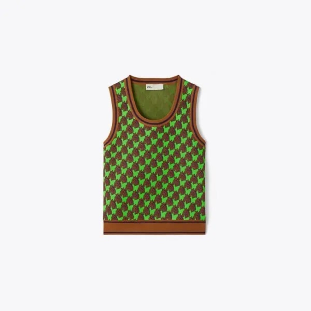 TORY BURCH Jacquard Zebra Tank Top Size Large